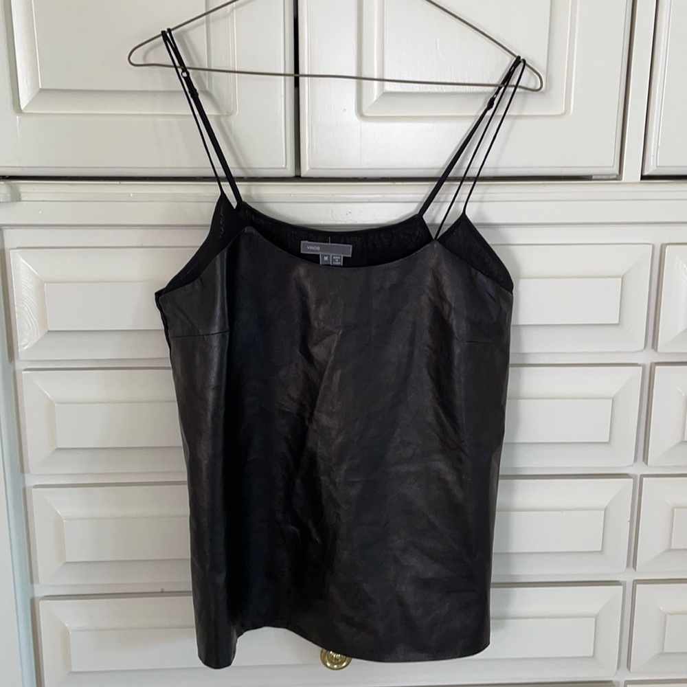 Vince size M black leather blouse